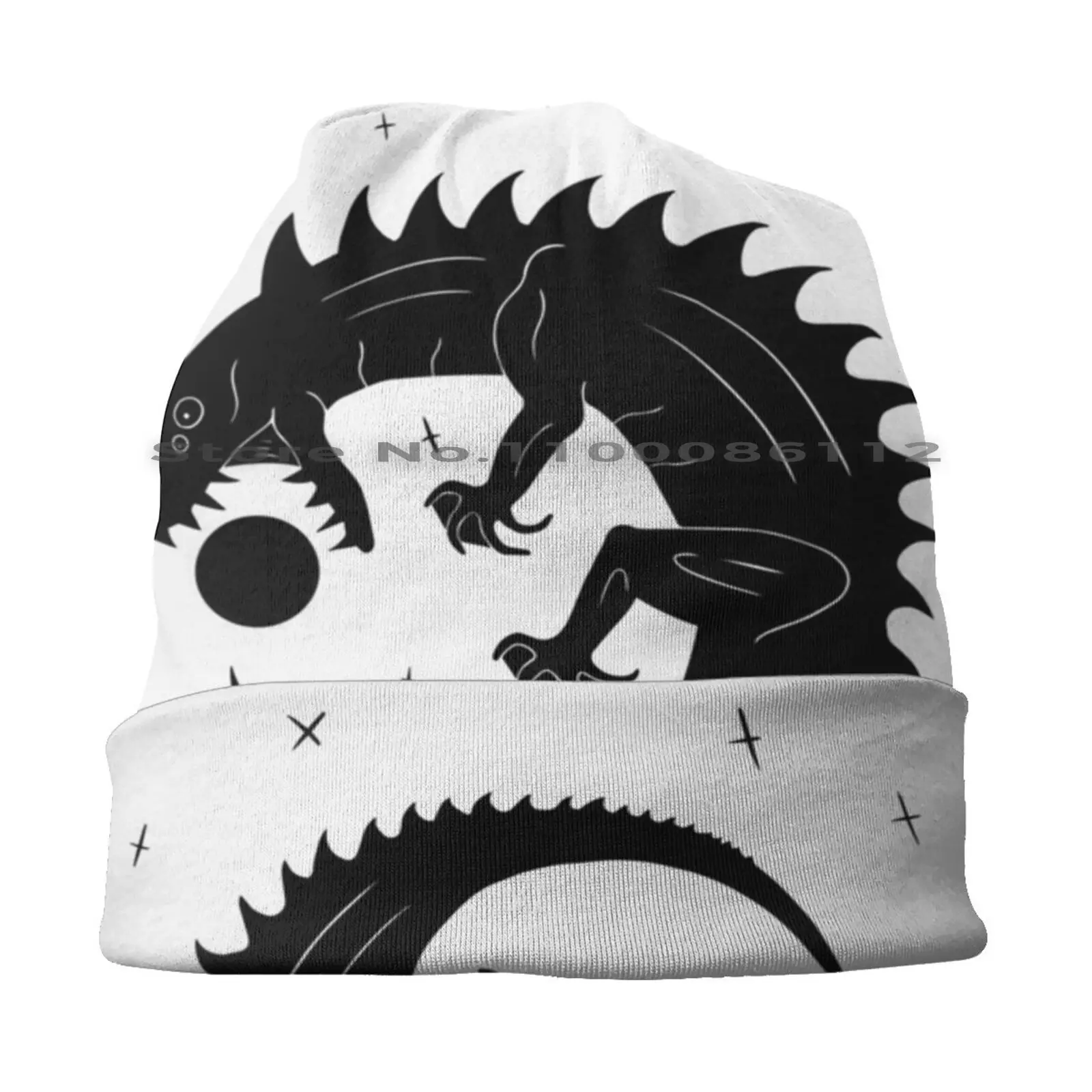 Greek Style Scp-682 Beanies Knit Hat Scp Foundation Scp682 Monster Creepypasta Creature Fiction Black And White Urban Fantasy