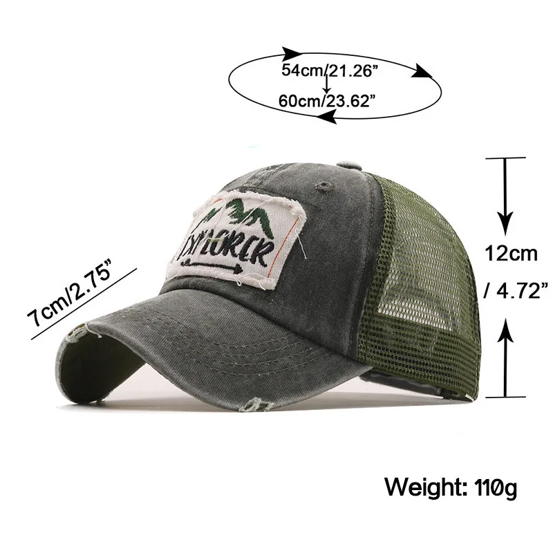 Summer fishing Baseball Cap Mesh Cap Fitted Hat Casual Cap Gorras Hip Hop Snapback Hats Wash Cap for Men Women Unisex