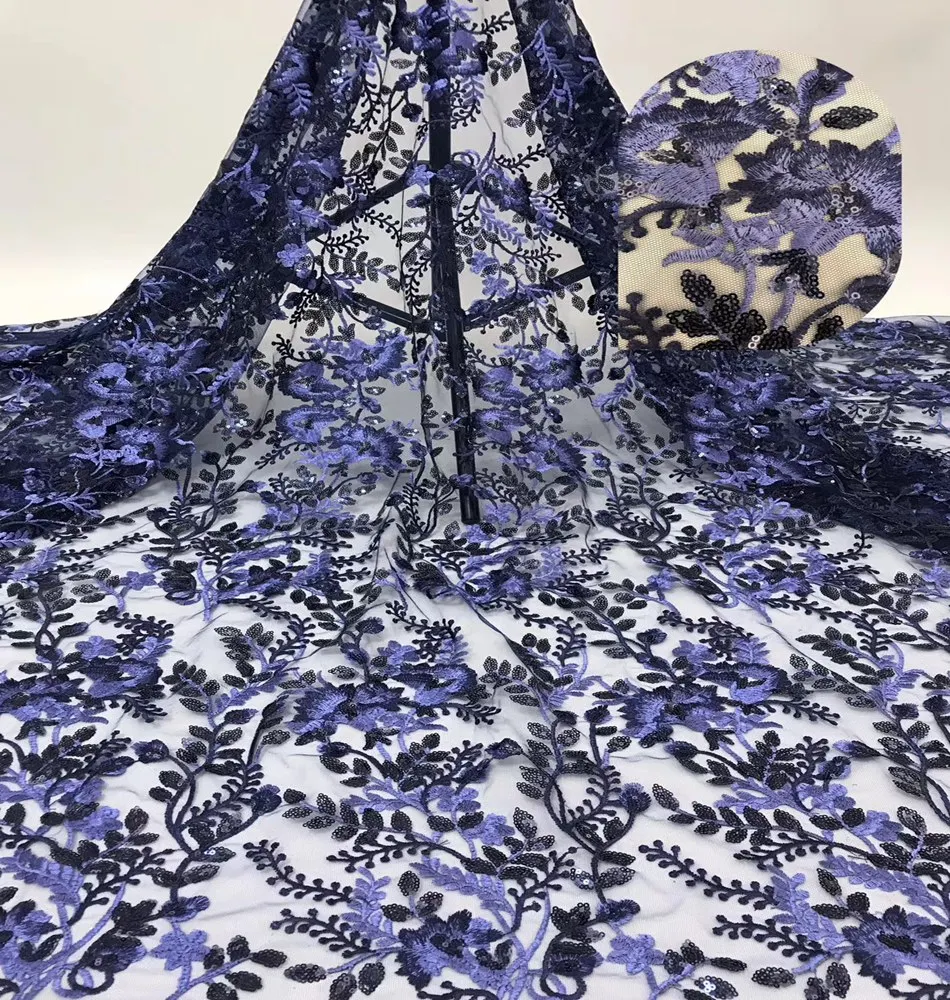 

Fashion African Lace Fabric High Quality Sequins Lace Nigerian Lace Fabric for Wedding Sequence Fabric TS9038