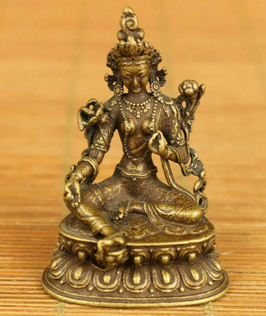 

Antique Chinese rare old bronze hand carving Tibet Buddha statue decoration