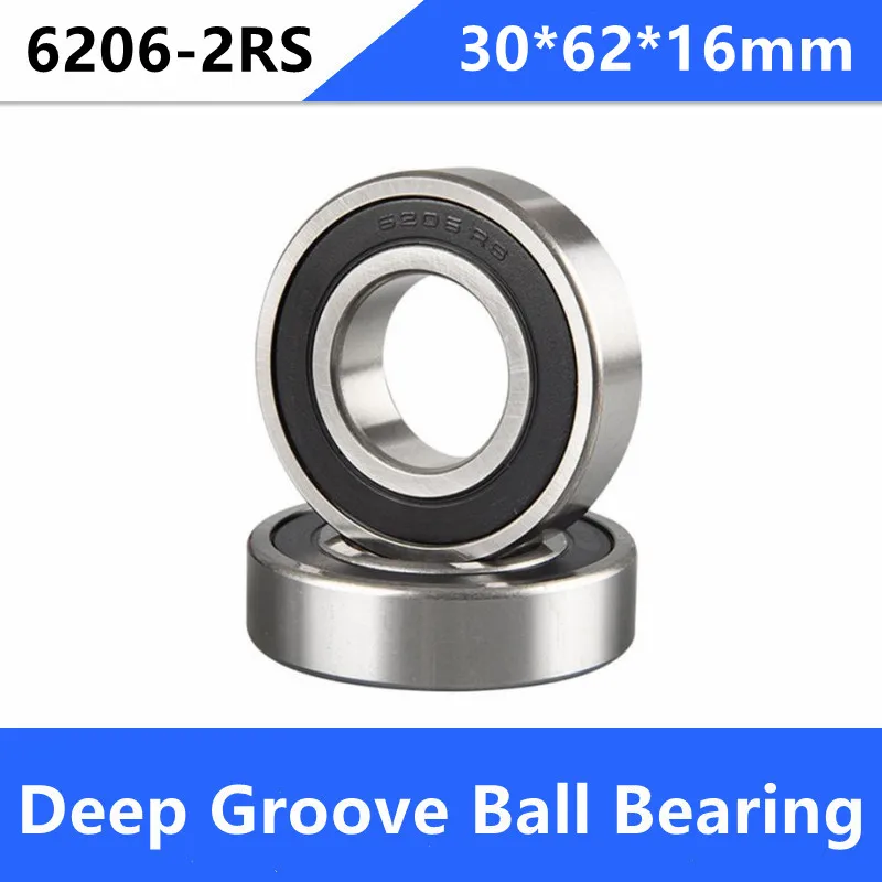 10pcs/lot 6206RS 6206-2RS 6206 2RS Double seal ball bearings 30*62*16mm Deep Groove Ball Bearing 30x62x16mm