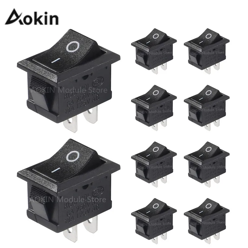 10Pcs KCD1 15*21mm 2Pin  Car Auto Boat Rocker Switch SPST Snap-in on off Micro Switch Position 3A/250V