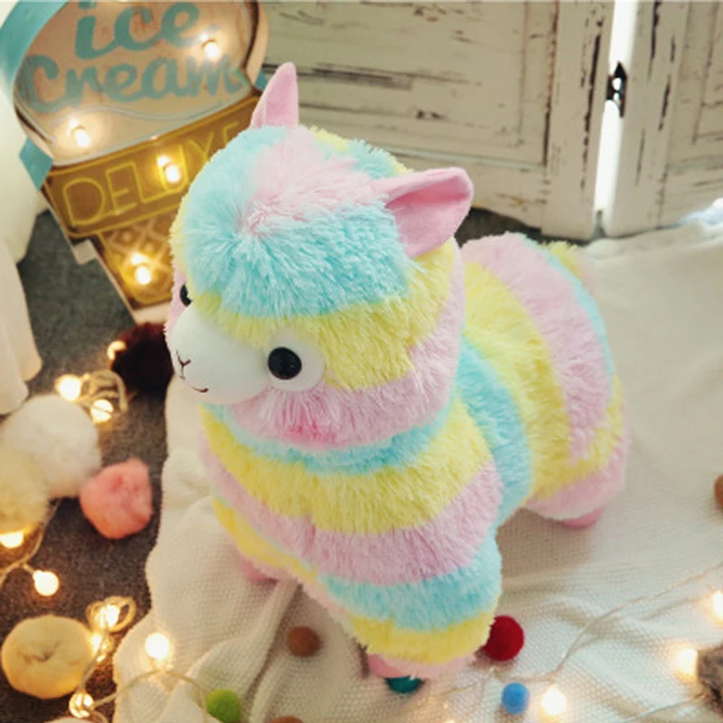 1Pcs Regenboog Alpaca Knuffel 20Cm 35Cm 50Cm Tall Poppen Kussen Voor Kinderen Hoge Kwaliteit Zacht katoen Baby Speelgoed Dieren Voor Gift