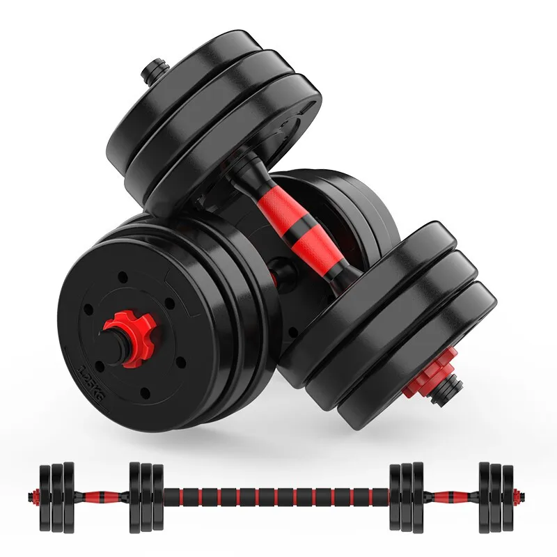 Adjustable Non-slip Dumbbells With 40cm Connecting Rod Weight Lifting Workout Home Gym Fitness 10KG Barbell Set F2007