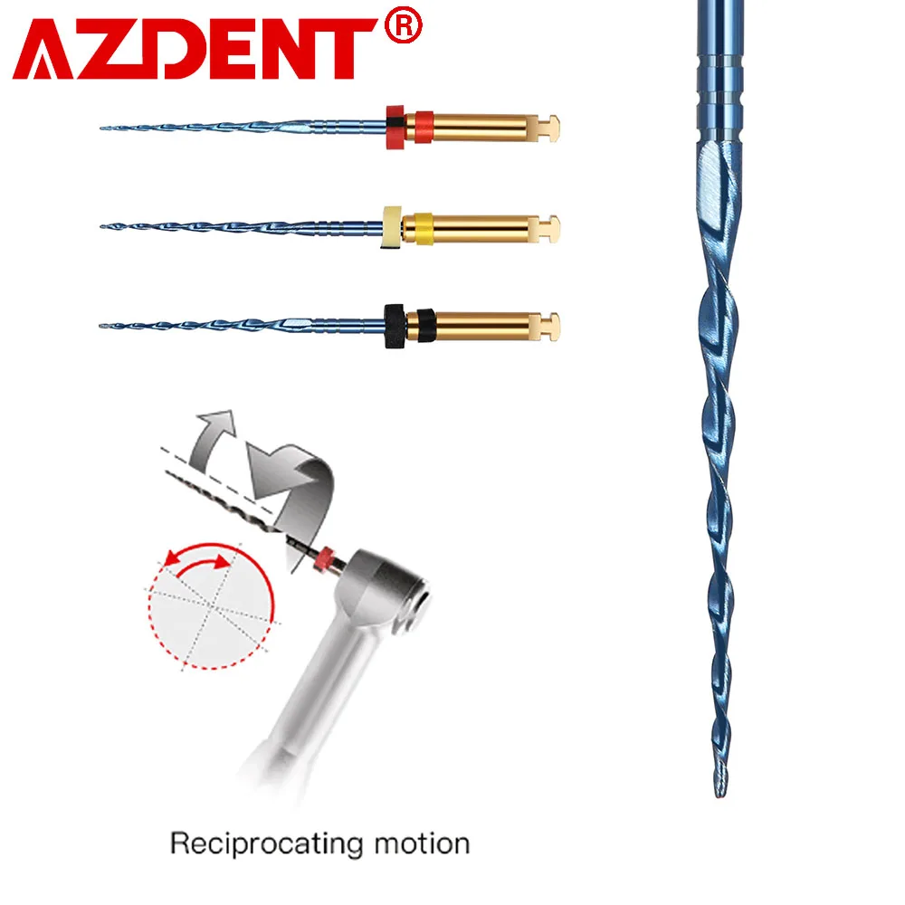 

3pcs/Pack AZDENT Dental Reciprocating Blue Endodontic Files Niti Rotary Root Canal Heat Activated File 21mm/25mm