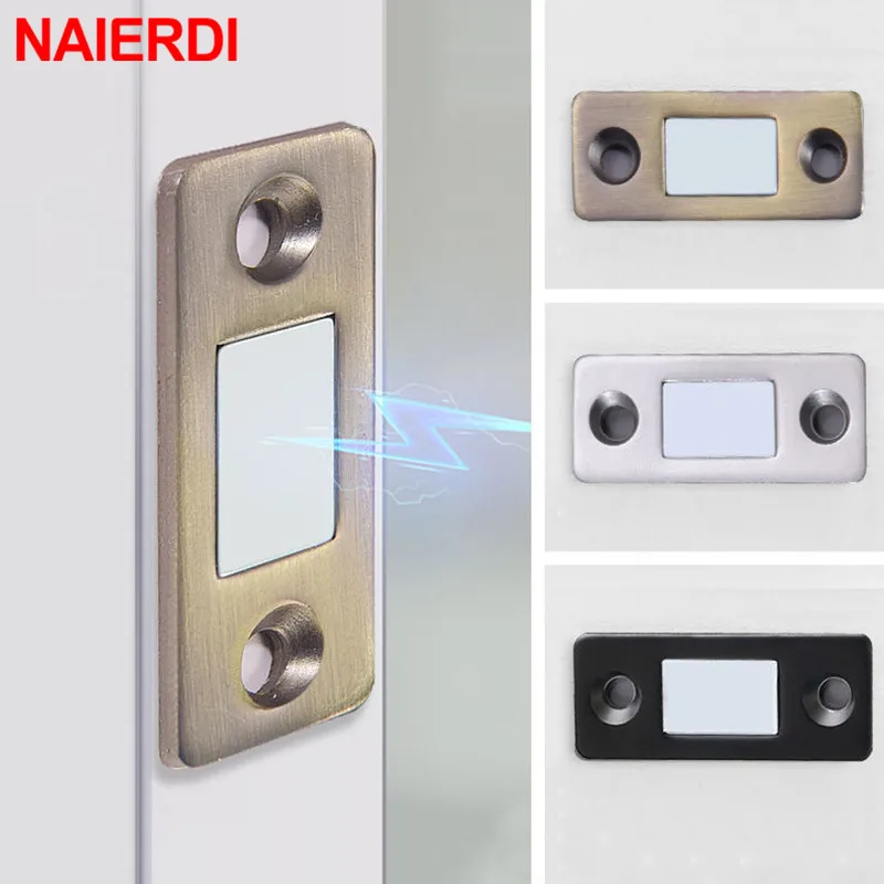 NAIERDI 2pcs/Set Hidden Door Closer Magnetic Cabinet Catches Magnet Door Stops With Screw For Closet Cupboard Furniture Hardware