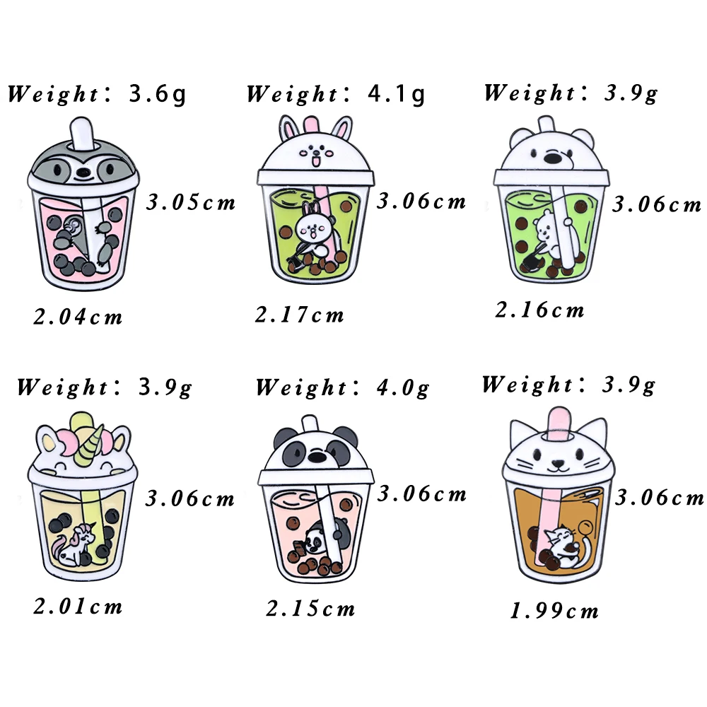 Funny Panda Bear Milk Tea Enamel Pins Badges Bubble Tea Cartoon Animals Cool Brooches Bag Clothes Lapel Jewelry Gift For Friends