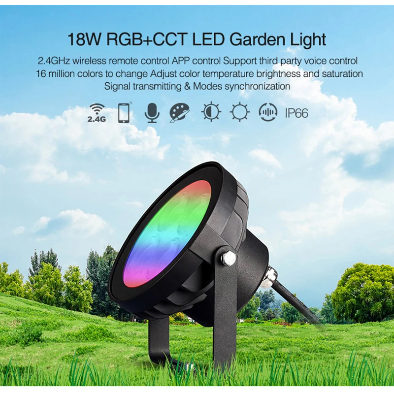 Miboxer FUTC09 18W RGB+CCT Smart LED Garden Light IP65 Waterproof 2.4G RF Remote Smart Phone App WiFi Voice Control AC100~240V