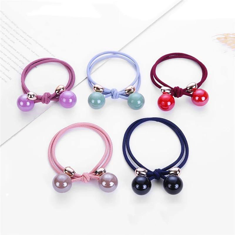 Bowknot Ball Pendant Hair Band Korean Fashion Headband Women Girls Hair Rope High Elastic Simple Scrunchie Hair Accessories Gift