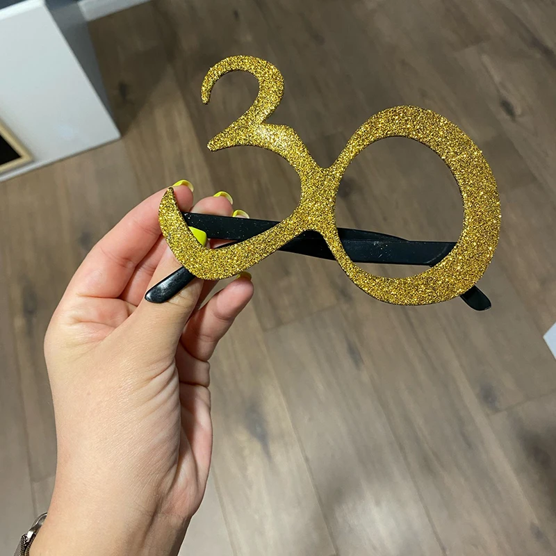 Chicinlife 1Pcs 30 40 50 60 Year Old Glasses Birthday Party Anniversary Men Women Funny Glasses Frame Photo Booth Props Supplies