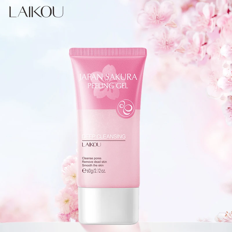 LAIKOU Japan Sakura Peeling Gel Facial Scrub Remove Dead Skin Deep Cleansing Cherry Blossoms Smooth Exfoliator Cream Skin Care