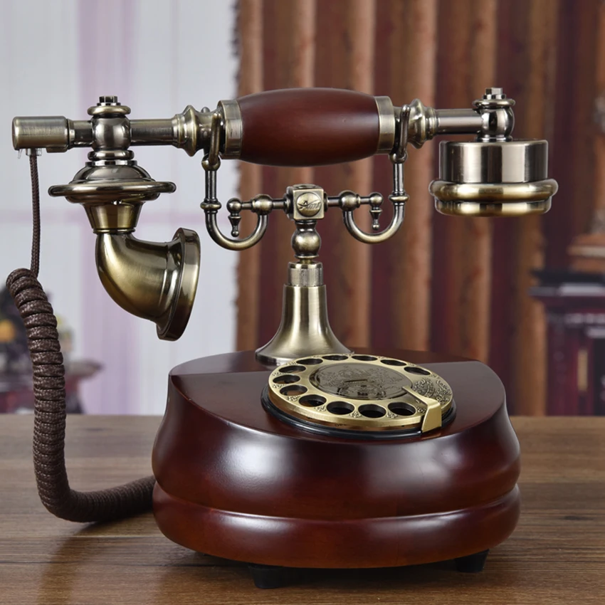 Classic Retro Corded Telephone Rotary Dial Phone Landline, Mechanical Dual Bell, Electronic Bell Old Fashioned Phone for Home