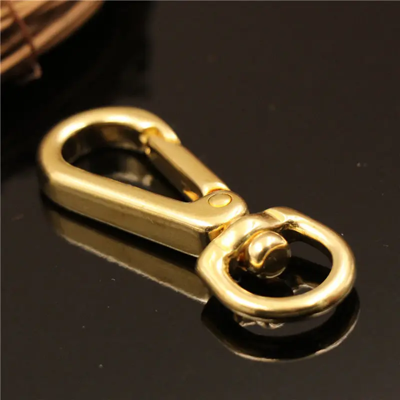 2Pcs Solid Brass Snap Hooks Swivel Eye Trigger Clips Metal Buckles Leather Crafat Luggage Bag Keychain Dog Collar Lobster Clasps