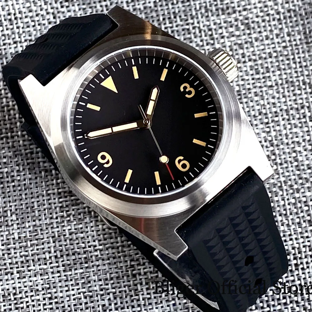 Tandorio Vintage Yellow Index 38MM Diver 200M Waterproof NH35A PT5000 Men Watch Wristwatch Lume Marks Arched Sapphire Glass