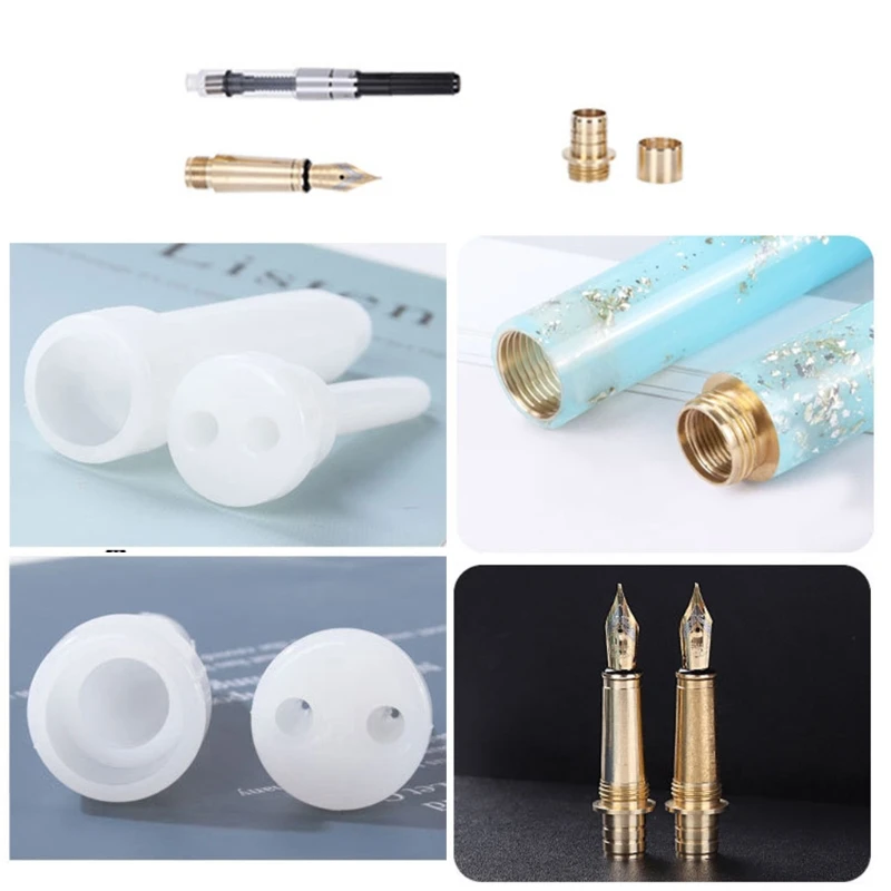 1 Set Fountain Pen Epoxy Resin Mold Cylinder Pen Shape Silicone Mould DIY Crafts Candle Casting Tools