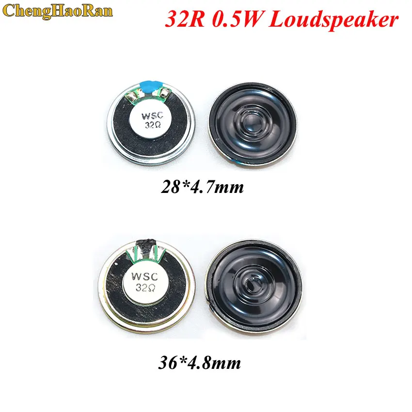 ChengHaoRan 32R 0.5W 32 Ohm głośnik 28mm 36mm Mini okrągły głośnik średnica grubość 5MM mały róg dzwonek głośnik