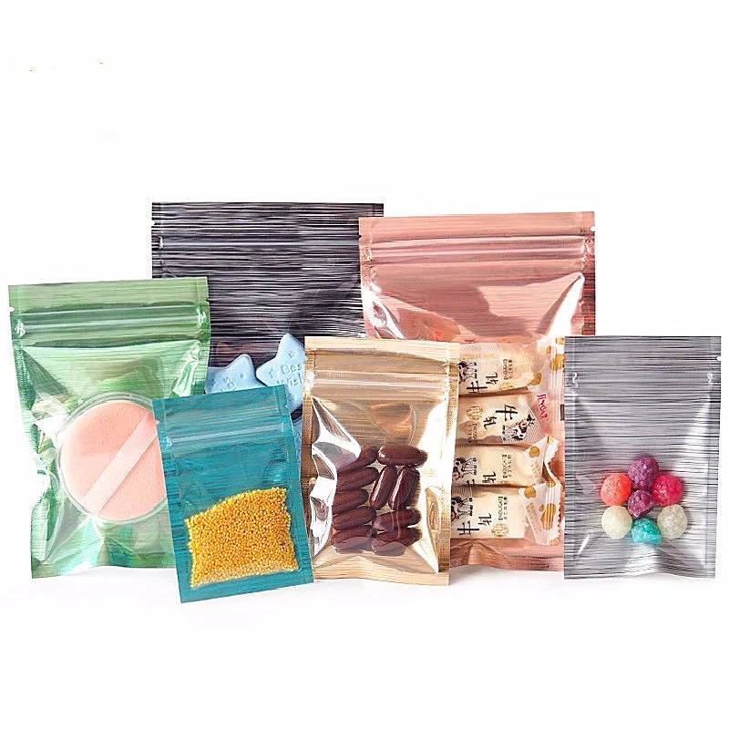 

100pcs/Lot Glossy Clear Front Plastic Zip Lock Bags Beads Trinkets Headband Eye Shadow Eyelash Nail Stickers Packaging Pouches