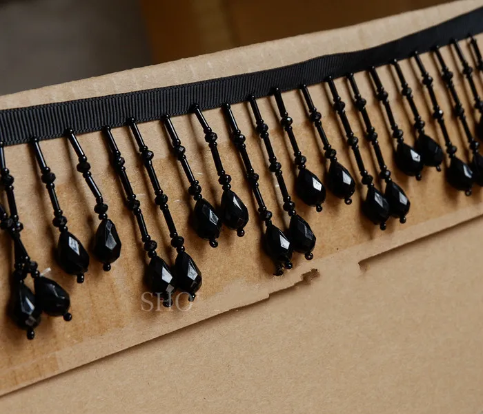 2 hof/Lot Kristall Anhänger Perlen Spitze Quaste Trimmen DIY Bühne Kleidung Hause Vorhang Hochzeit Dekorative Zubehör – Detail 9