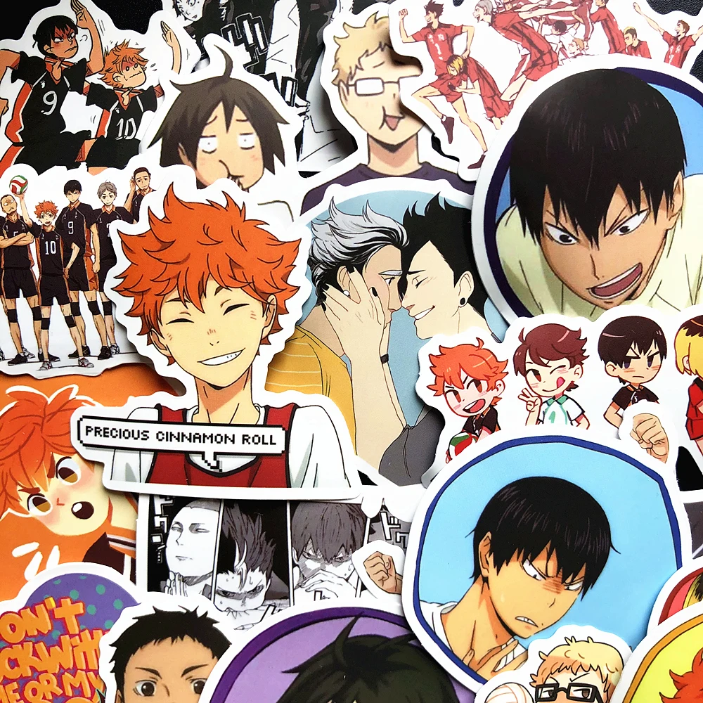 50pcs Haikyuu Japanese Anime Waterproof Cartoon Graffiti Sticker For Laptop Luggage Skateboard Phone Decals DIY Scrapbooking