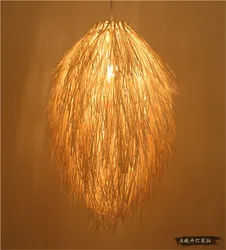 Modern Handmade Rattan Art Pendant Lamp Restaurant Bar Cafe Kitchen Hanging wicker lamp shade Loft Decor Interior Retro lighting