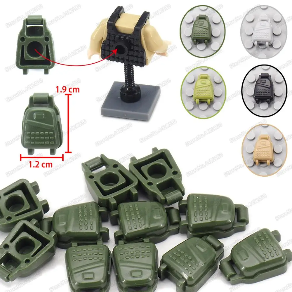 Rucksack Militärische Lieferungen Baustein Armee Zubehör WW2 Special Forces Figuren Ausrüstung Modell Weihnachten Geschenke Kind Spielzeug