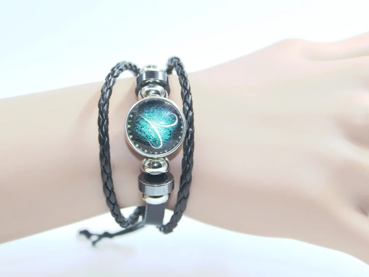 Fashion Leather Beaded 12 Constellation Bracelets Hot Time GS Handmade Braided Bracelet for Couple Christmas Gifts