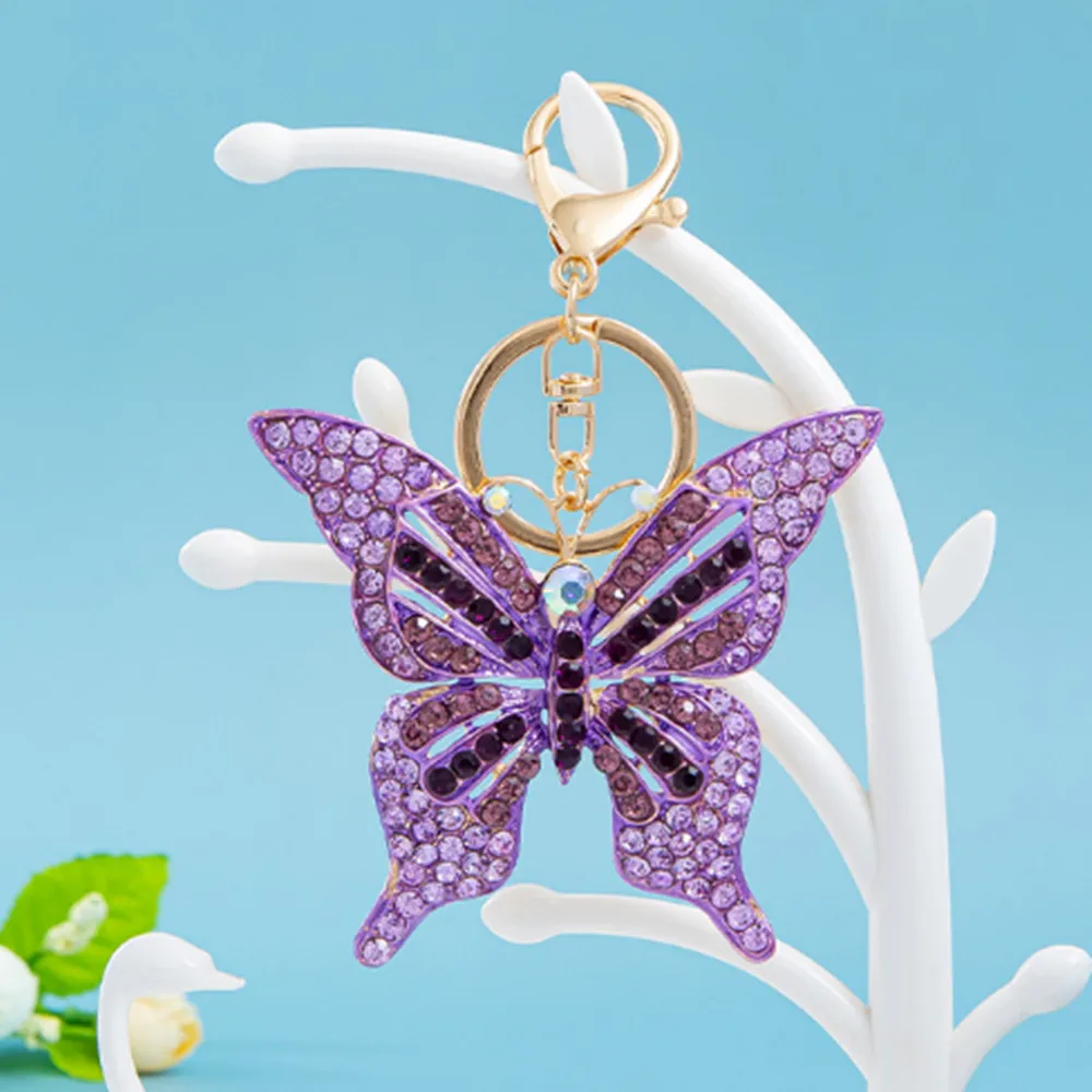 Fashion Keychain Keyring blingbling Rhinestone Butterfly Key Chain Ring A204