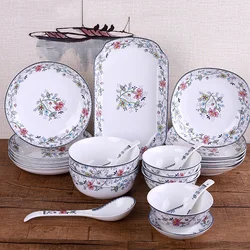 Ethnic style ceramic dishes and tableware combination eating bowl soup bowl creative microwave oven dish