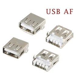 10Pcs USB-AF Type A Standard Port Female Solder Jacks Connector PCB Socket 90 Degrees Rimless/Crimping