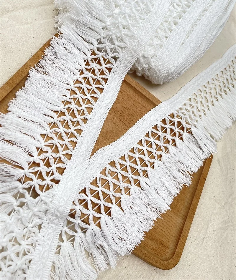 10cm 3 metri/lotto stile Country bianco puro nappa Trim scopa con frange rifinitura accessorio per la casa artigianato tenda fatta a mano X327