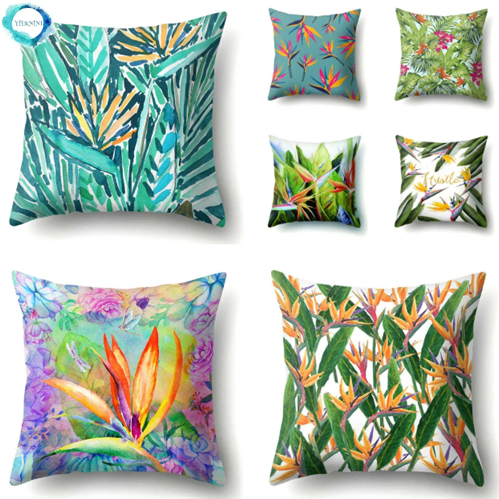 

Plant Leaf Print Cushion Cover Decorative Polyester Pillow Case For Home Sofa Couch Car Bed Pillow Cover 45X45CM Fundas De Cojin