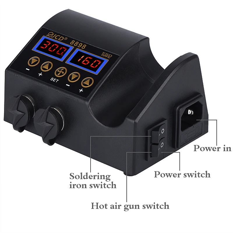 Imagem -03 - Jcd 750w Estação de Solda em Pistola de ar Quente Ferro de Solda Lcd Display Digital Estação de Retrabalho de Soldagem para Bga Pcb ic Reparação