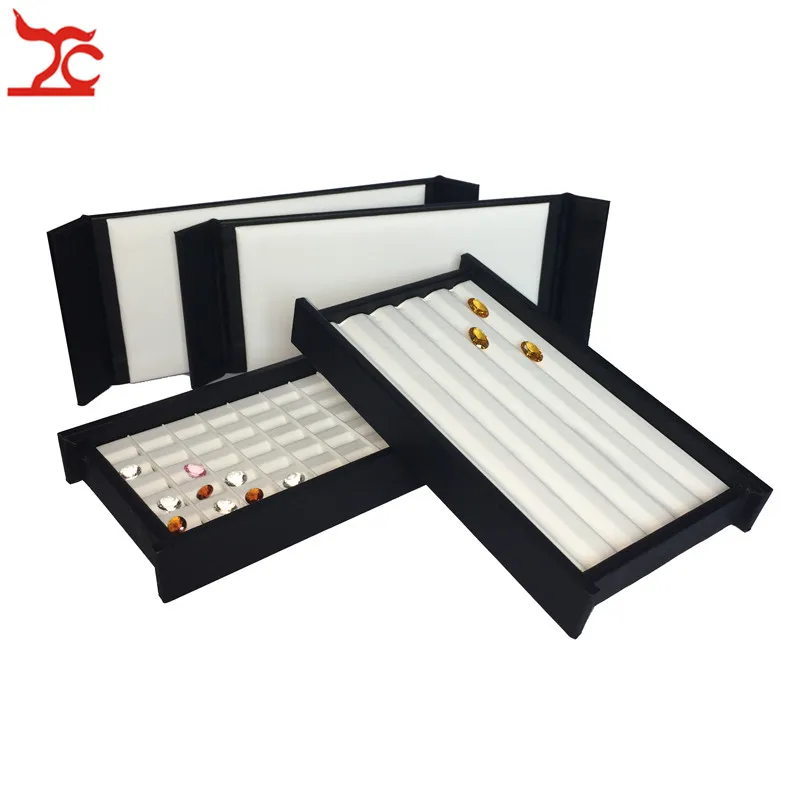 Mute Magnet Cover Superior Leather Diamond Display Box Mini Gemstone Storage Case Jewelry Holder Organizer Travel Tray Stone Box