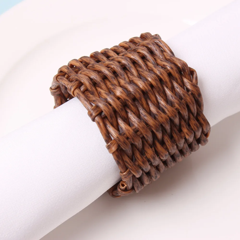 Natural Material Straw Corn Husk Wooden Napkin Ring Hyacinth Grass Buckle For Cloth Napkins Towel Ring Restaurant Accessories