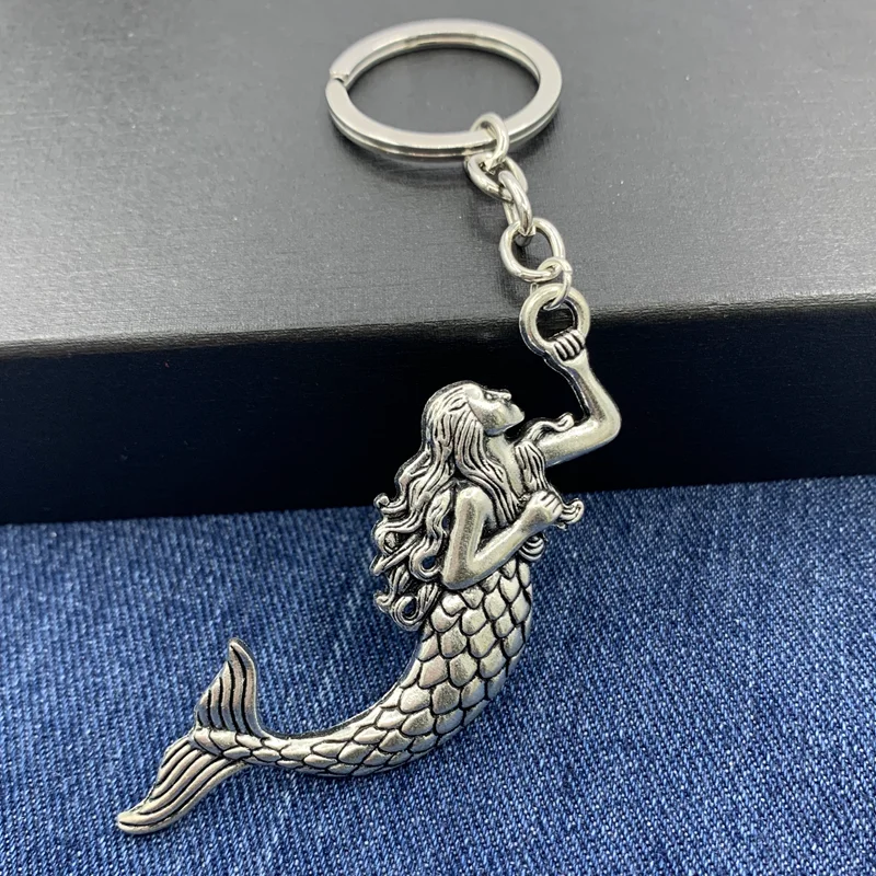 1 piece romantic mermaid dream sea keychain alloy pendant keychain, ladies gift jewelry.