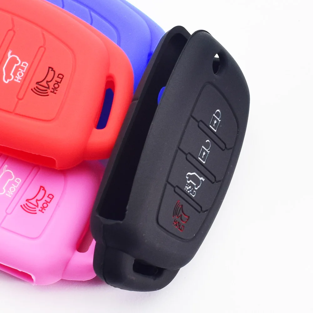 Silicone Car Key Case 4 Buttons Folding Remote Control Fobs Protector Cover Skin For Hyundai Santa Fe Sonata XL IX35 IX45 Tucson