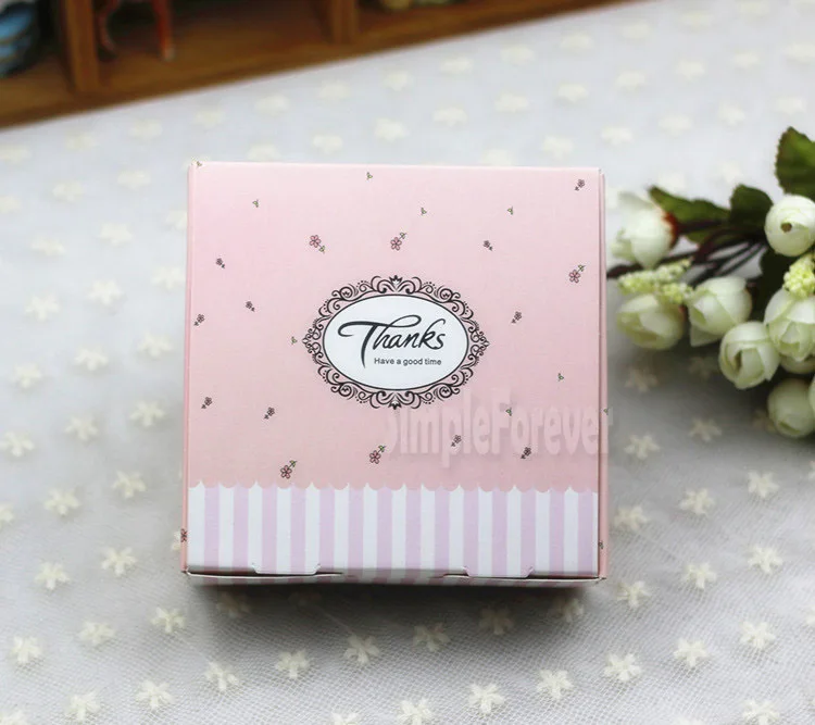 500pcs Mid Autumn Festival Square Pink Flower Cookie Gift Box Mooncake Box Green Bean Pastry Cake Box