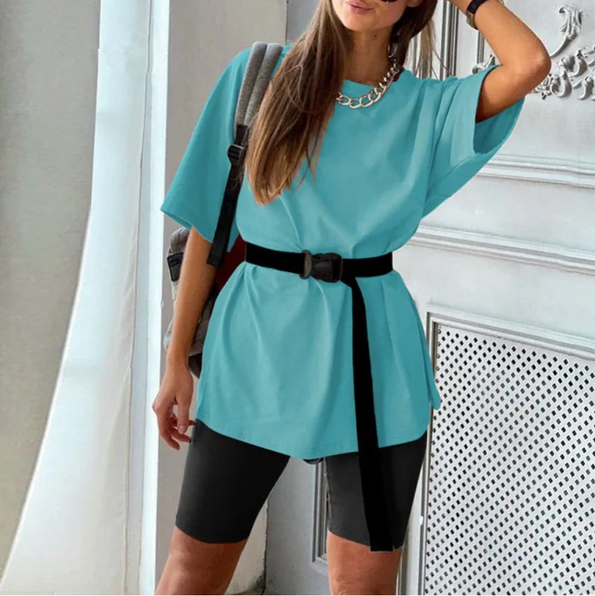 2 pc set for women Wholesale 1/2 sleeve t shirt+biker shorts set matching sets White/yellow/purple/black/green/blue lounge set