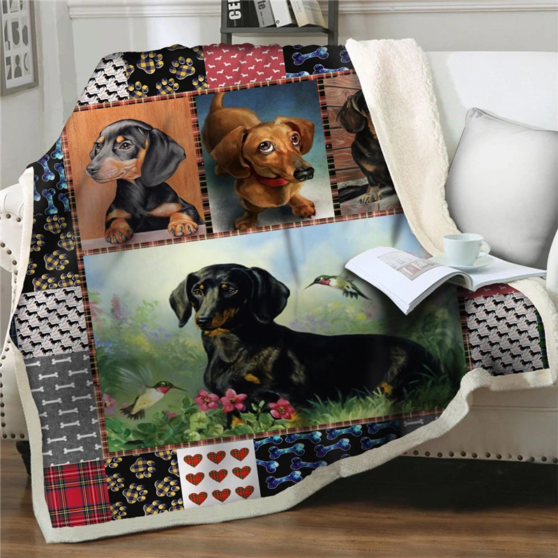 

Pet Dog 3D Velvet Plush Throw Blanket Home Soft Warm Bedspread for Kids Girls Sherpa Nap Blanket Couch Quilt Cover Travel Picnic