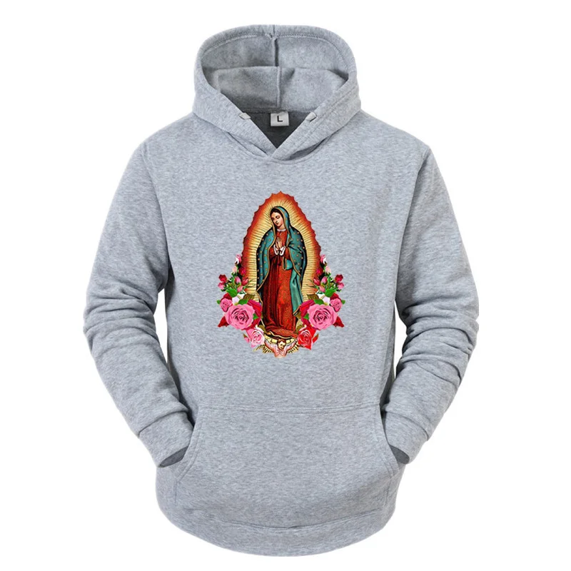 Women\'s Virgin Mary of Guadalupe Printed Hoodie Couple Clothes Korean Fashion Hoodies Warm Sweatshirt Autumn