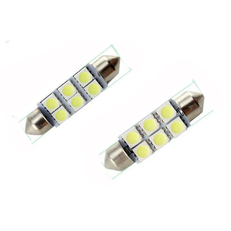 2pcs 41mm C5W 6 Led White Festoon  Dome Light 5050 SMD LED Car Auto Interior Light Door Lamp 12V light Reading Lamp Map