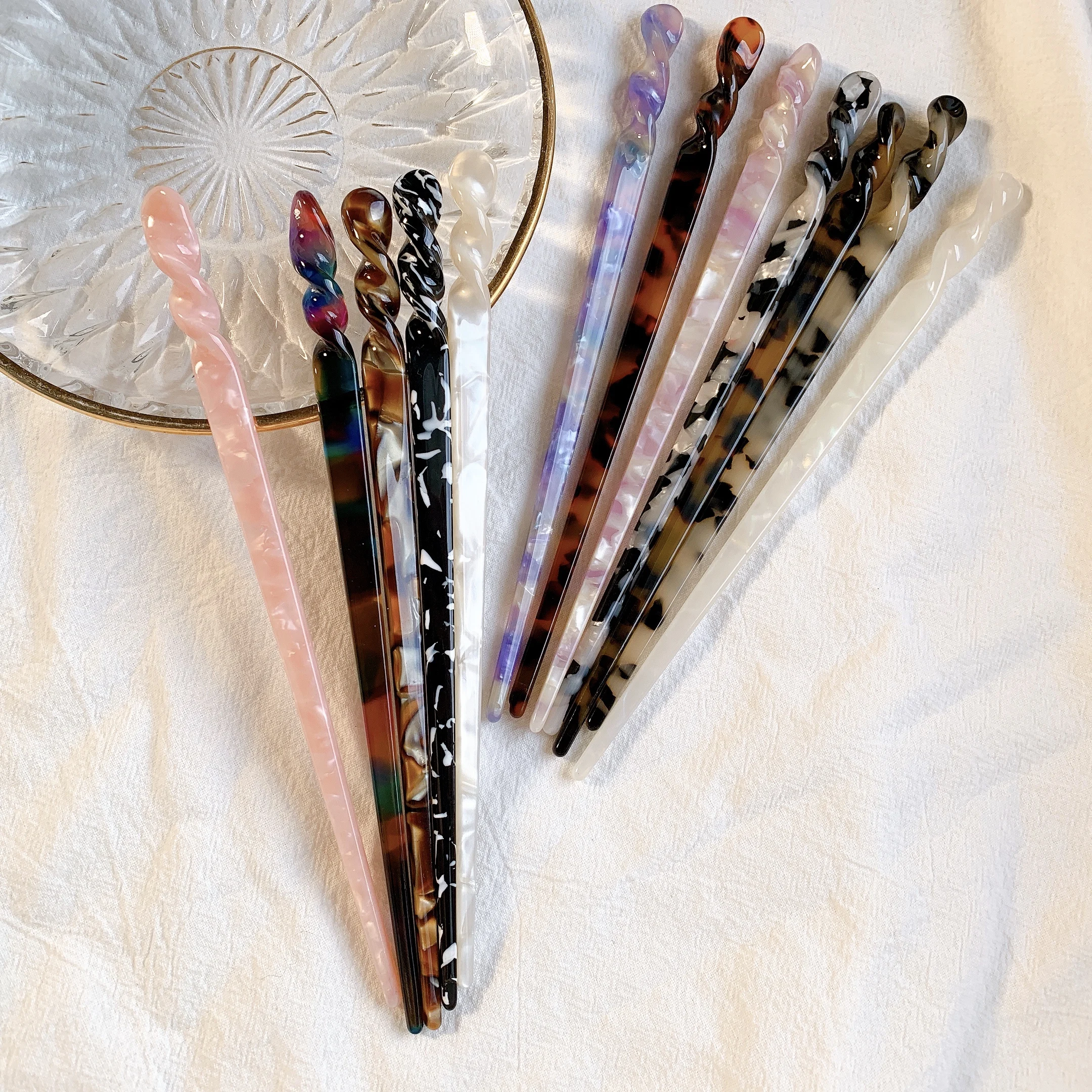 

12 Colors Chinese Style Hair Sticks Headbands For Women Vintage Acetate Hairpins Hair Clips Hairpins Hair Jewelry Accessories