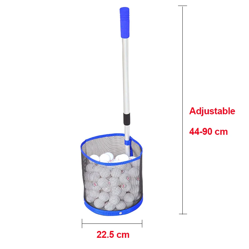 Telescopic Table Tennis Ball Picker 2 Section Aluminum Pole Table Tennis Picking Net Collection Can Hold 120 PCS Ping Pong Balls