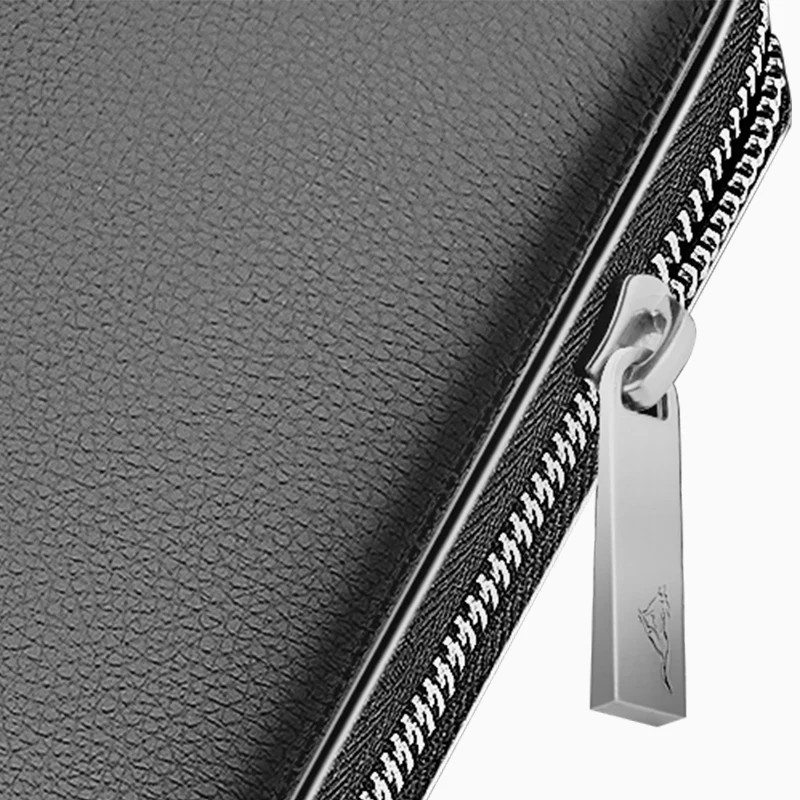 Septwolves fashion brand men wallets genuine leather long business male zipper clutch wallet