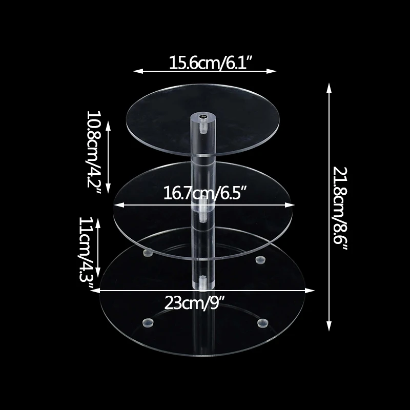 3 Tier Cake Holder Transparent Round Acrylic Cupcake Cake Stand Assemble Disassemble Birthday Tools Party Stand Decoration Gift