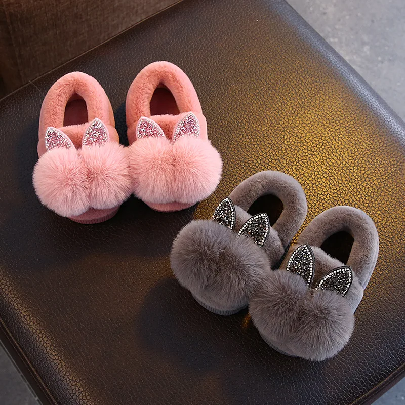 Kids Girls Girls Slippers Cartoon Fox Girls Home Shoes For Children Winter Indoor Bedroom Slippers Warm Velvet Baby Boots