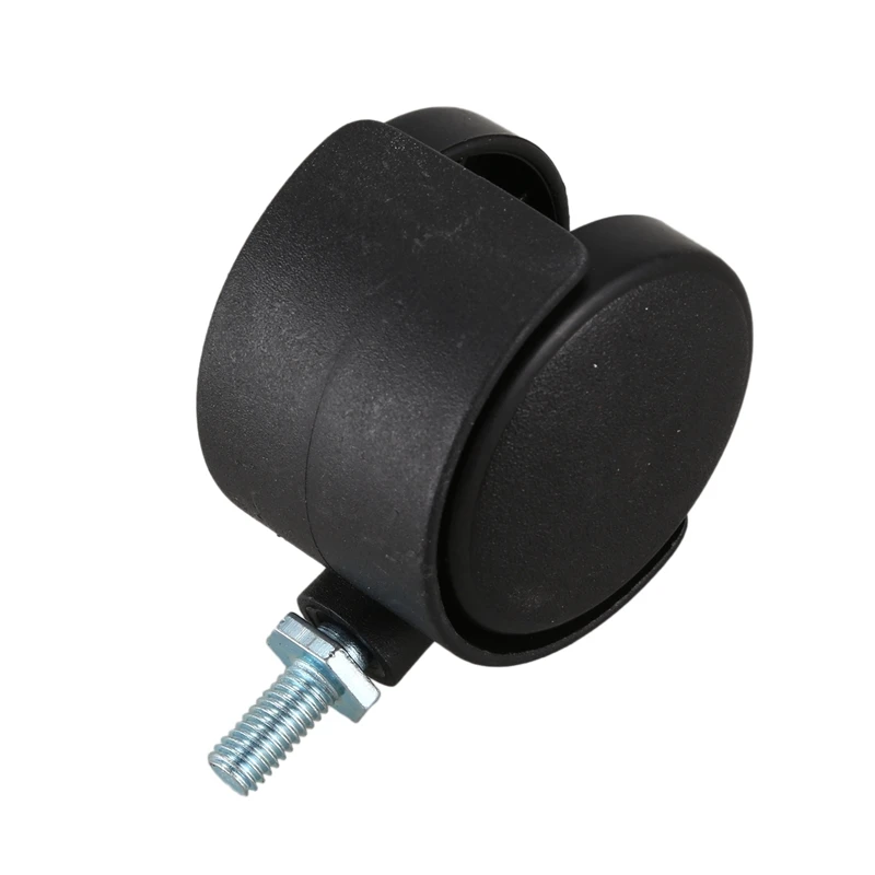 2x6Mm vástago roscado 40Mm rueda Dual giratoria Caster negro