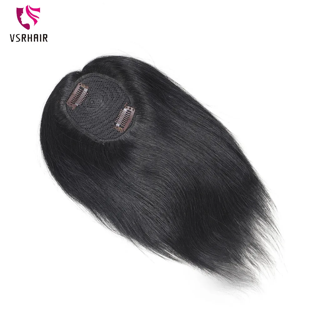 Topper de cheveux humains pour femmes, deux clips, 100% cheveux humains