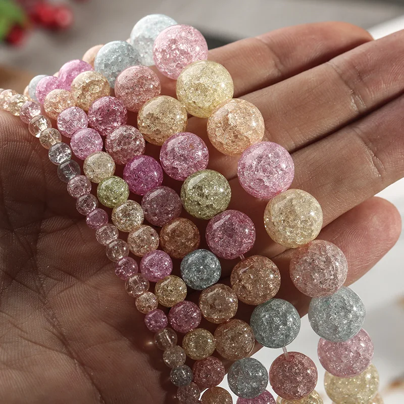 

Mixzed Colors Cracked Crystal Glass Round 4mm 6mm 8mm 10mm 12mm Loose Crackle Beads for Jewelry Making DIY Crafts Findings