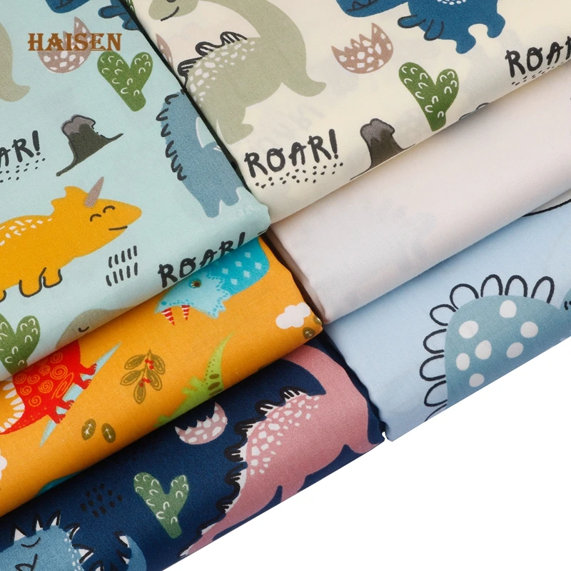 Tessuto stampato in Twill di cotone, serie di dinosauri dei cartoni animati, per cucire biancheria da letto trapunta per bambini e bambini gonna